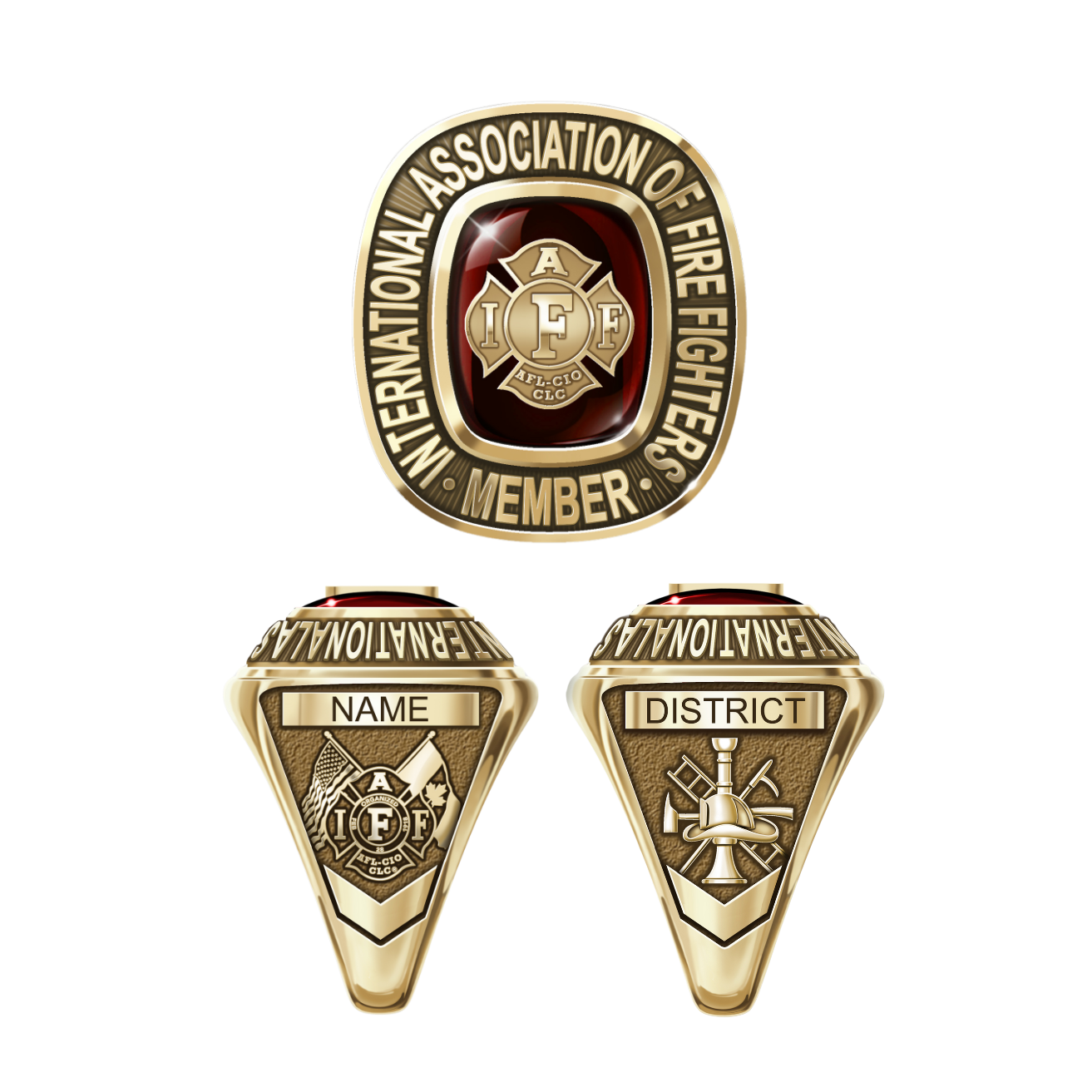 IAFF Member Ring - Gold - three sides