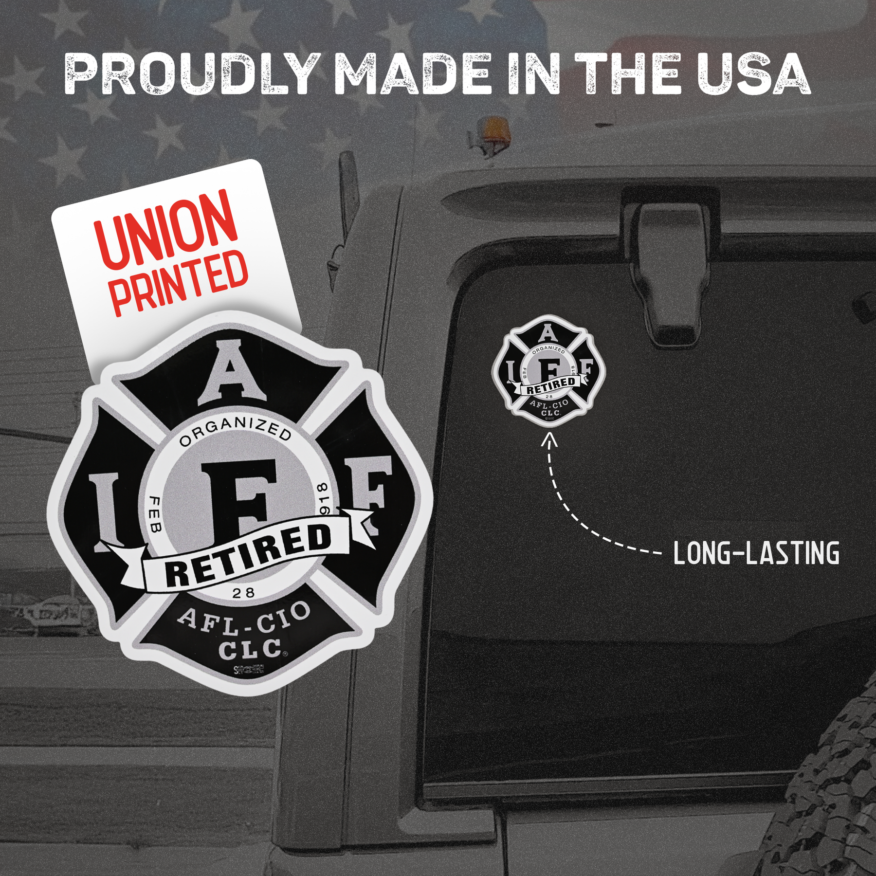 Iaff Retired Sticker Grey/Black Retired Decal - 4