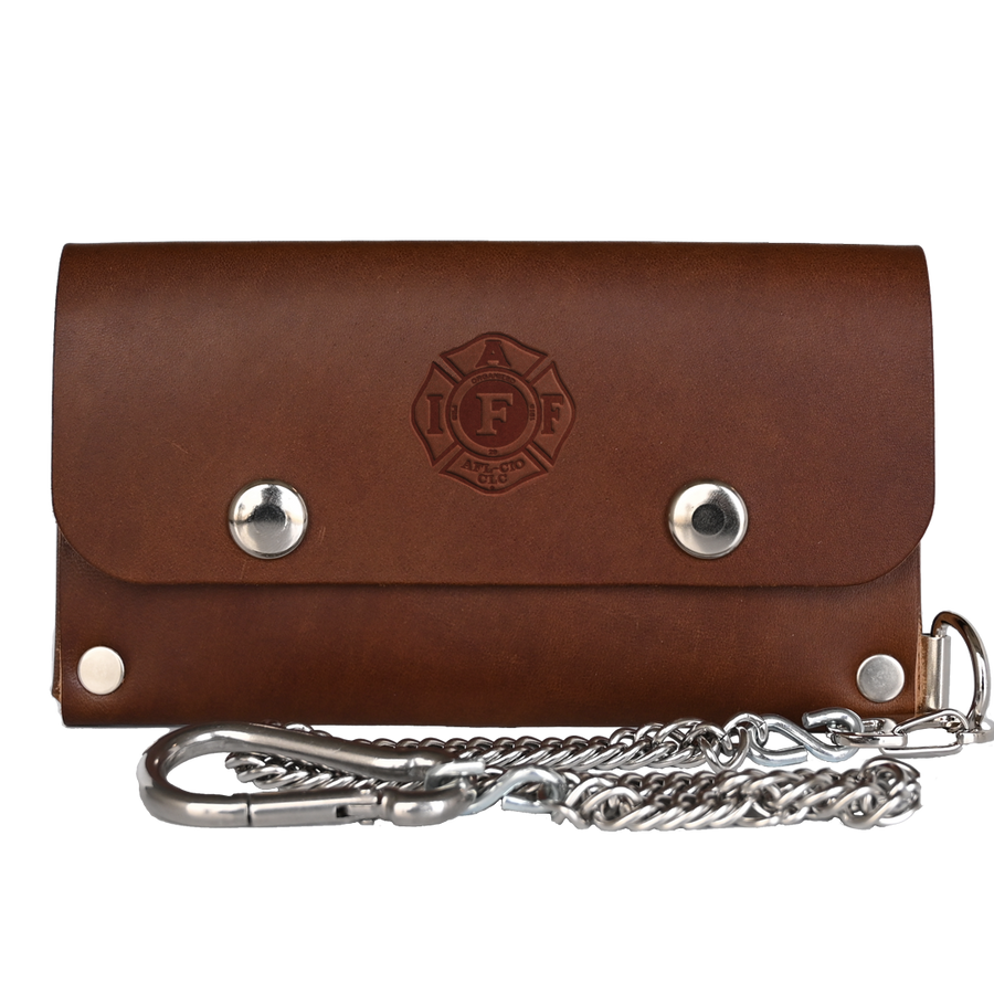 IAFFBikerChainWalletFrontBrown