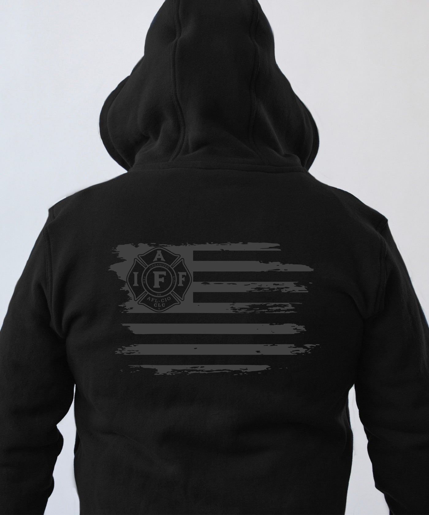 IAFF Pullover Hoodie Flag - Black - Back