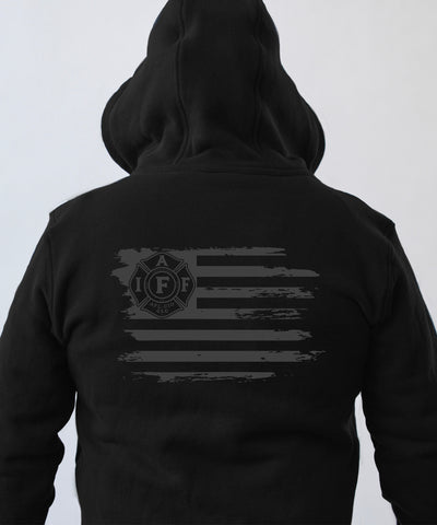 IAFF Pullover Hoodie Flag - Black - Back