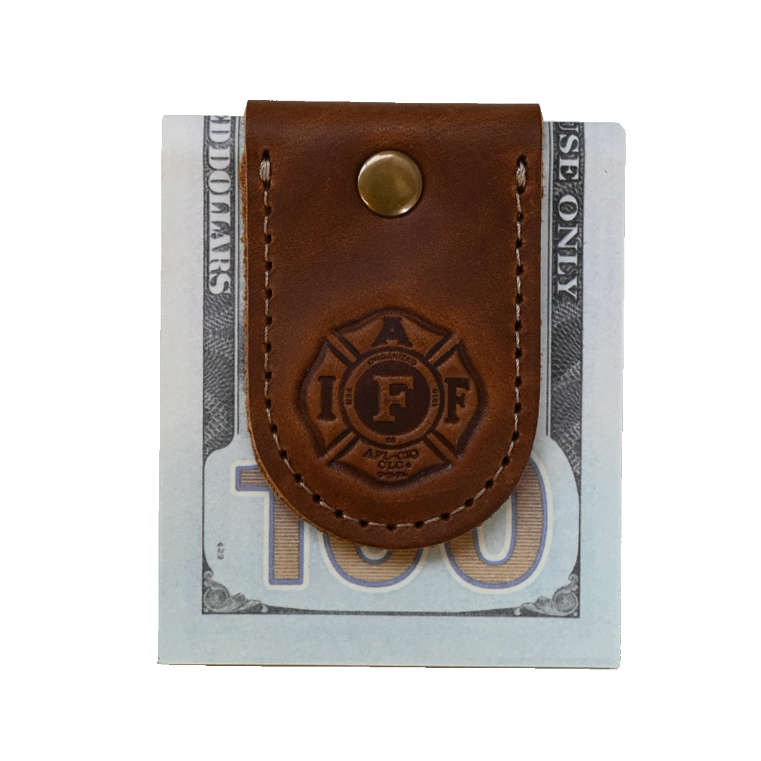 IAFF Money Clip - Brown Leather