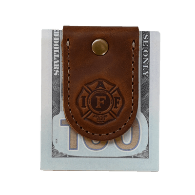 IAFF Money Clip - Brown Leather