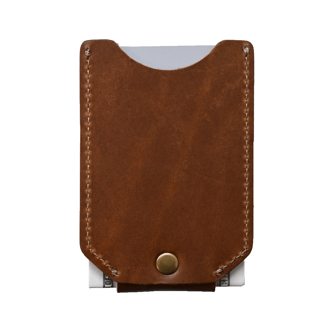 Money Clip Wallet IAFF back - brown leather