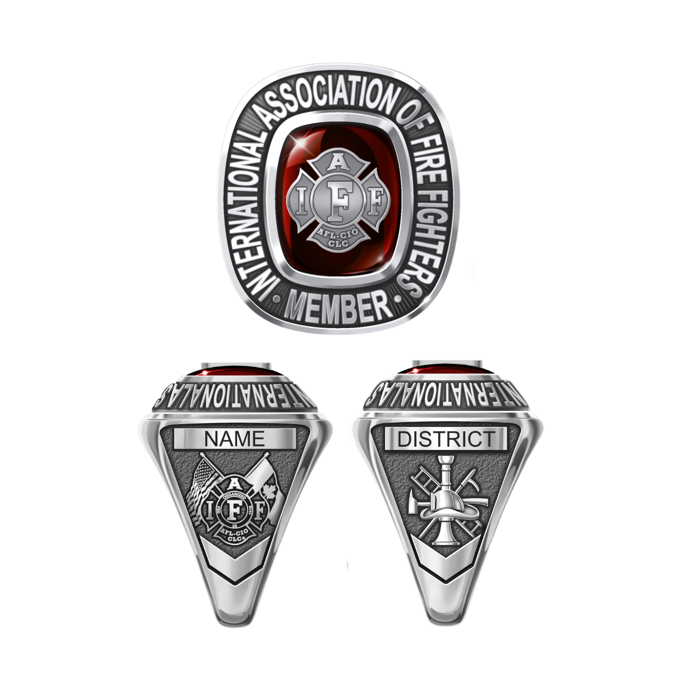 IAFF Member Ring - Sterling Silver - three sides