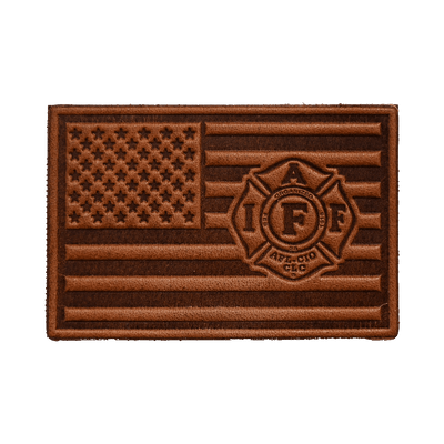 IAFF velcro leather patch - brown